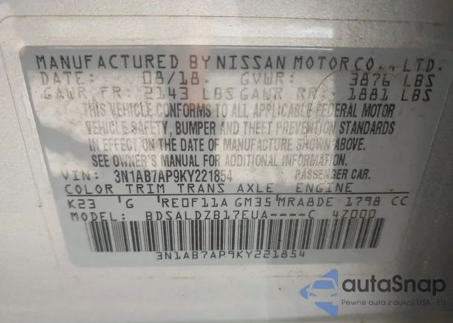 3N1AB7AP9KY221854: 43496146