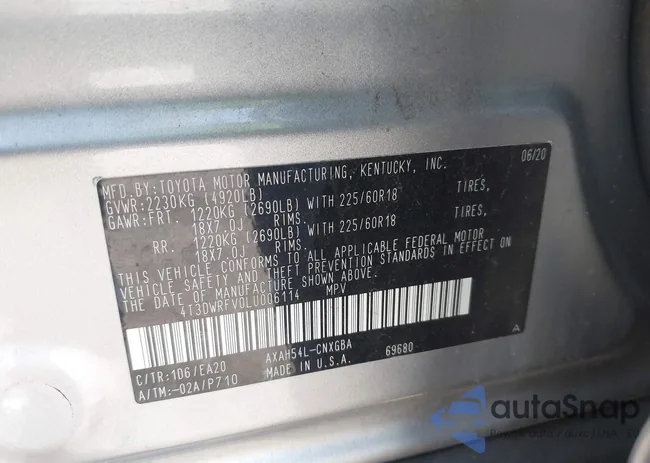 4T3DWRFV0LU006114: 43496260