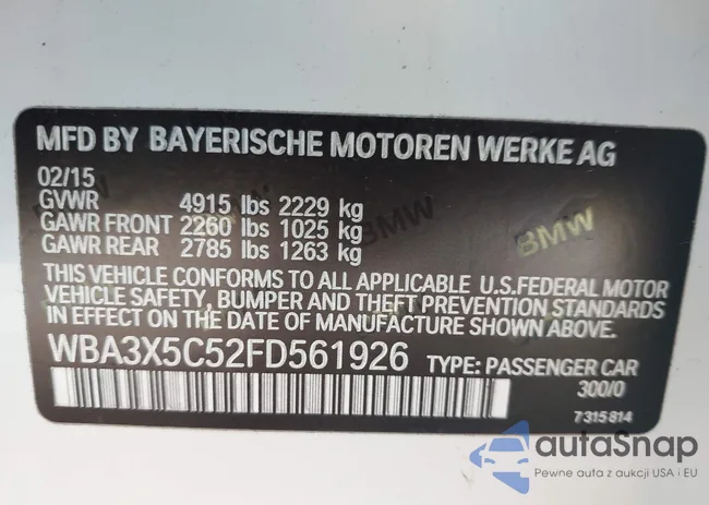 WBA3X5C52FD561926: 43497442