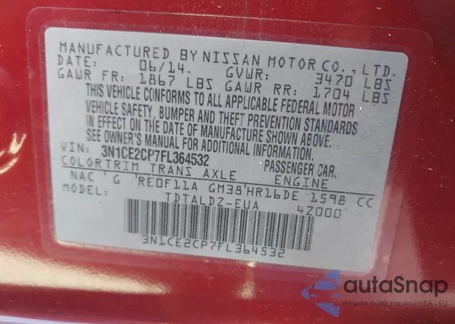 3N1CE2CP7FL364532: 43497455