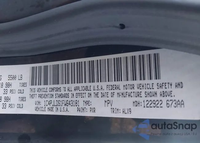 1C4PJLDS1FW643181: 43497524