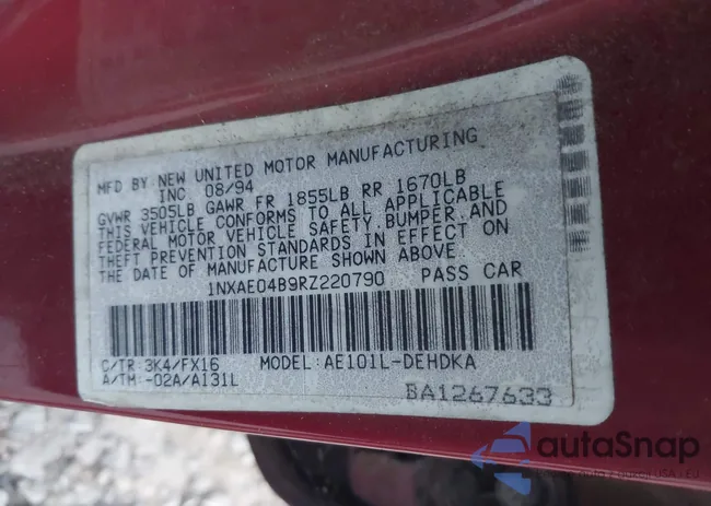 1NXAE04B9RZ220790: 43497630