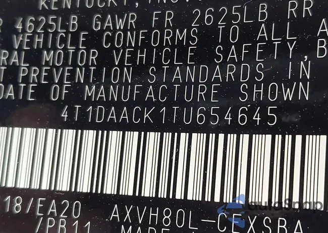 4T1DAACK1TU654645: 43497644