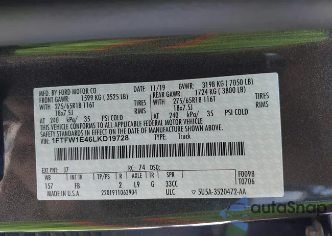 1FTFW1E46LKD19728: 43497707