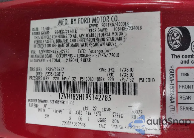 1ZVHT82H195142785: 43497736