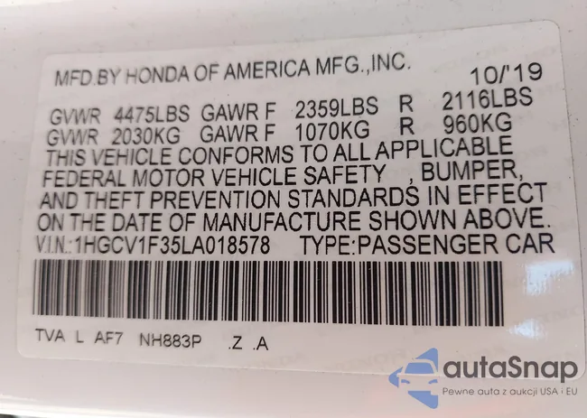 1HGCV1F35LA018578: 43497755