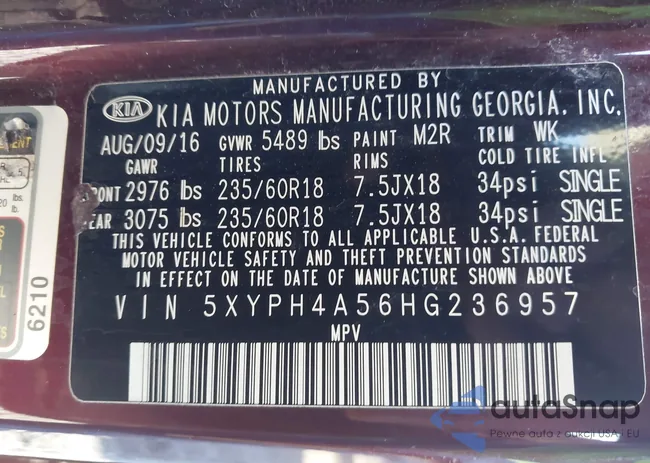 5XYPH4A56HG236957: 43497841