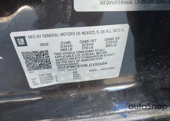 3GCPWCED9LG151154: 43497877