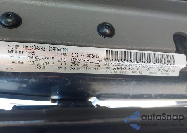 1J4FA64S26P720979: 43497967