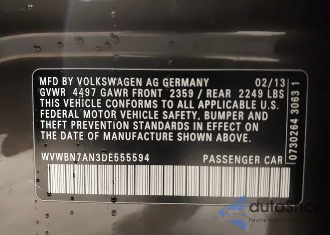 WVWBN7AN3DE555594: 43498007