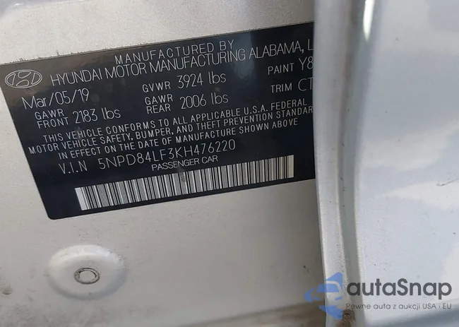 5NPD84LF3KH476220: 43497172