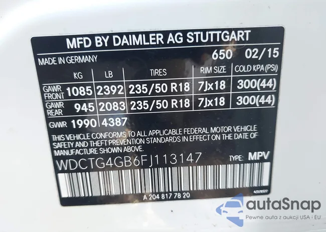 WDCTG4GB6FJ113147: 43497292