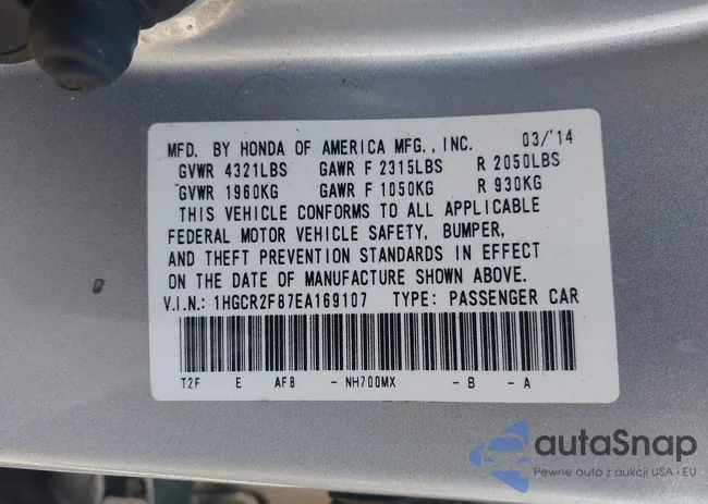 1HGCR2F87EA169107: 43497352