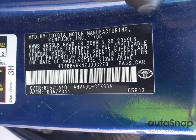 4T1BB46K17U003278: 43497358