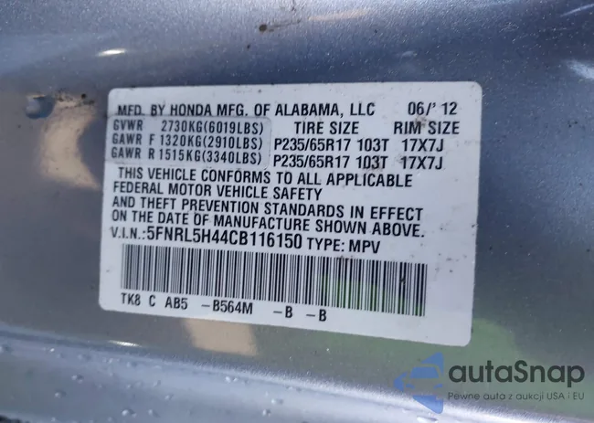 5FNRL5H44CB116150: 43497410