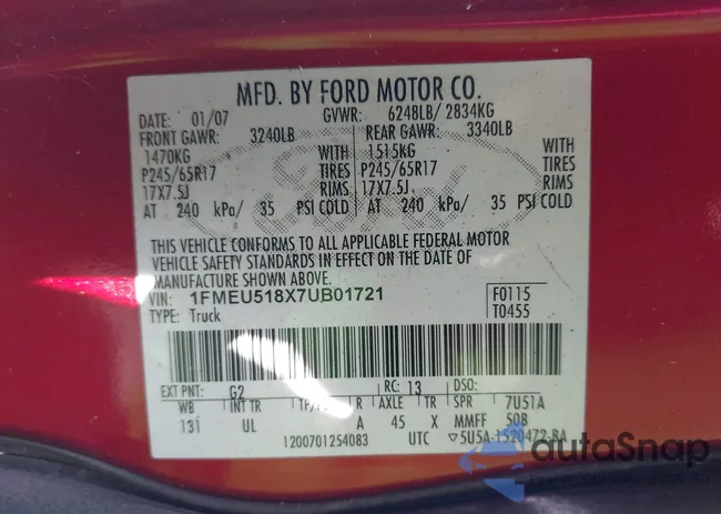 1FMEU518X7UB01721: 43497414