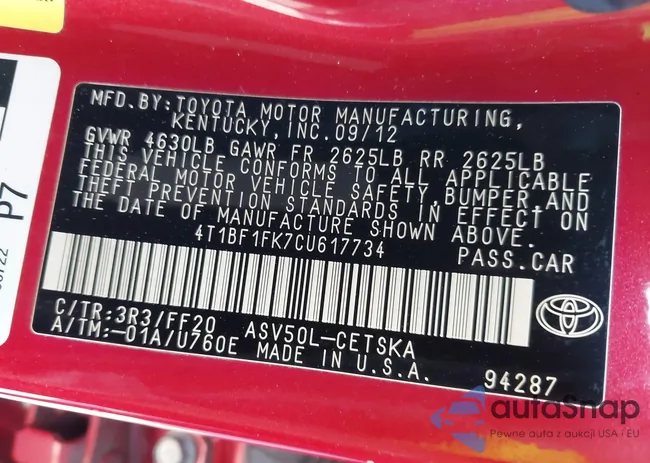 4T1BF1FK7CU617734: 43497436