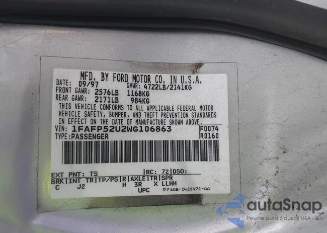 1FAFP52U2WG106863: 43498483