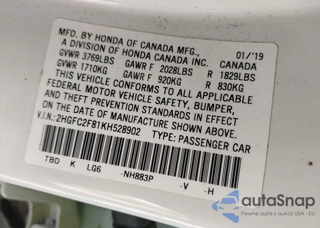 2HGFC2F81KH528902: 43498570