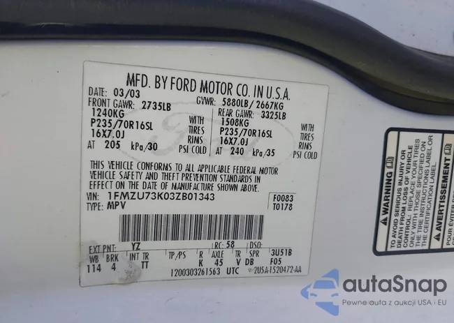 1FMZU73K03ZB01343: 43498669