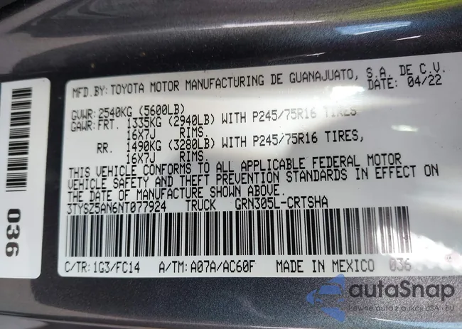 3TYSZ5AN6NT077924: 43498692