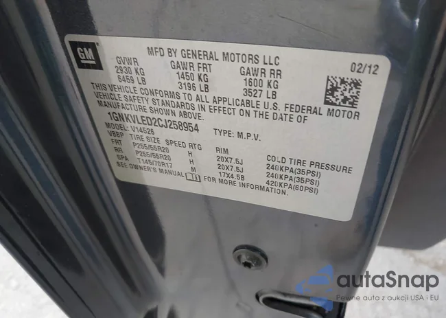 1GNKVLED2CJ258954: 43498719