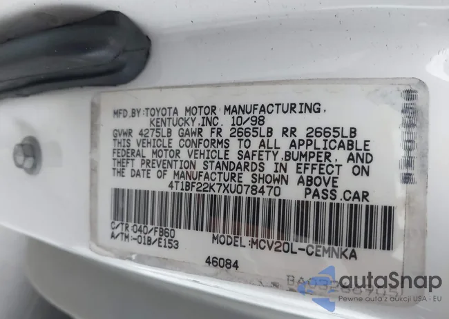 4T1BF22K7XU078470: 43498732