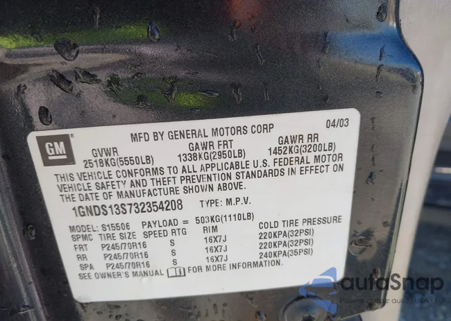 1GNDS13S732354208: 43498908