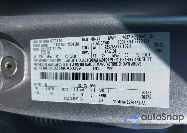 1FMCU0BZ5MUA83299: 43498960