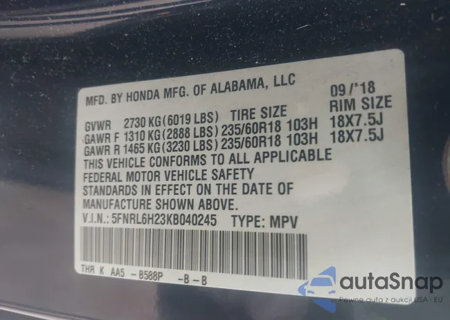 5FNRL6H23KB040245: 43498996