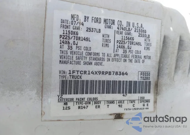 1FTCR14X9RPB78364: 43499009