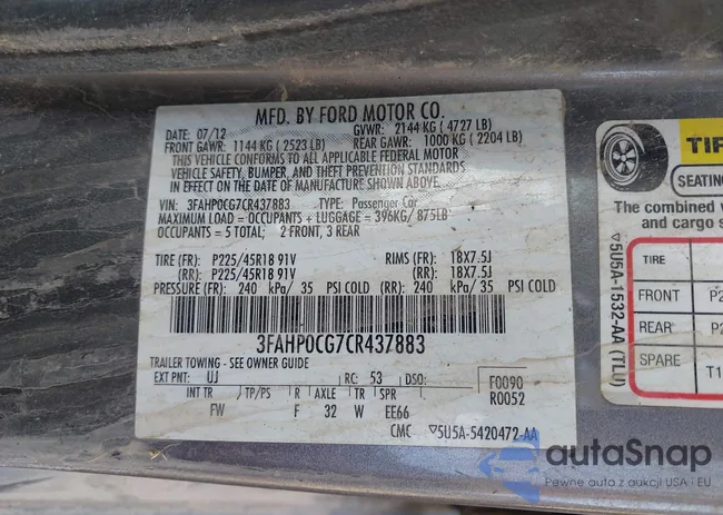 3FAHP0CG7CR437883: 43499014