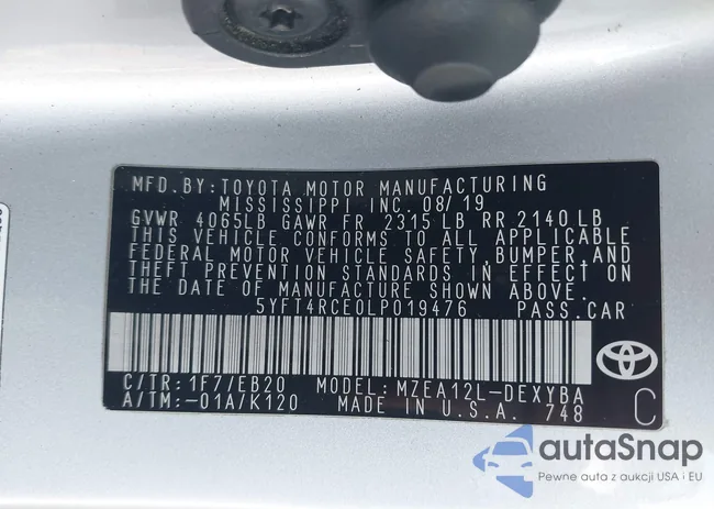 5YFT4RCE0LP019476: 43498083