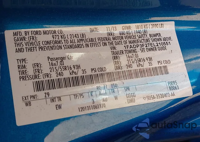 1FADP3F27EL210551: 43498159