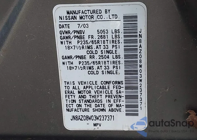 JN8AZ08W03W237371: 43498178