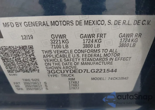 3GCUYDED7LG221544: 43498239