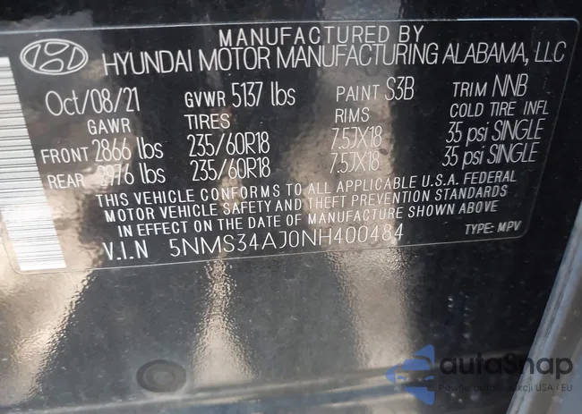 5NMS34AJ0NH400484: 43499451