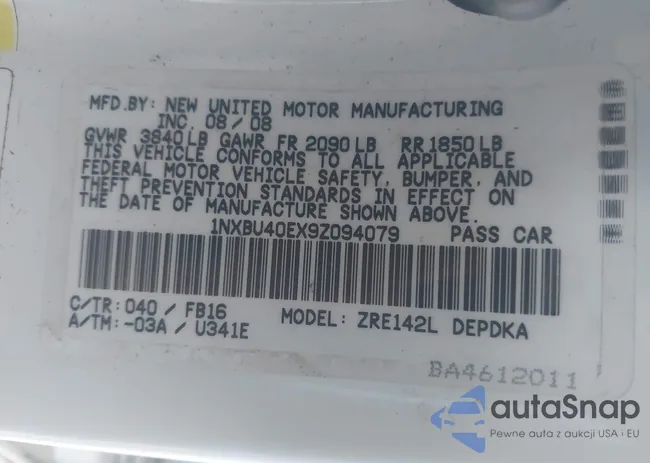 1NXBU40EX9Z094079: 43499460