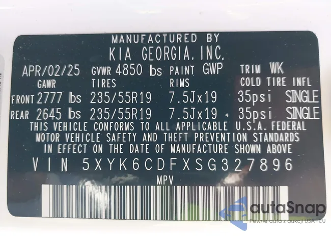 5XYK6CDFXSG327896: 43499669