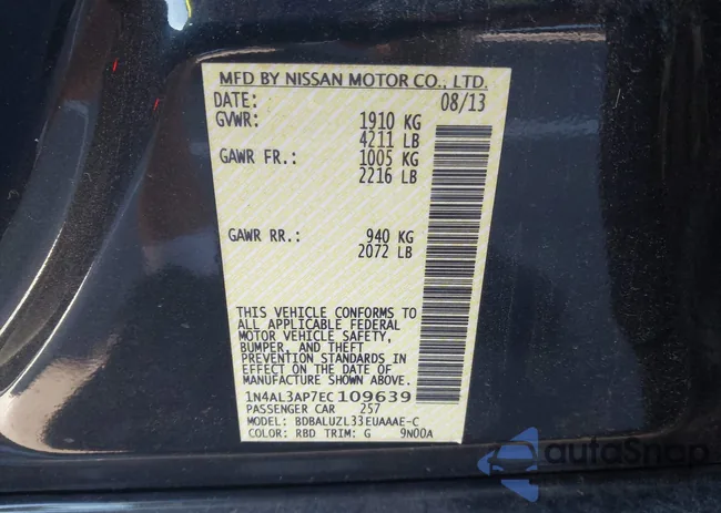 1N4AL3AP7EC109639: 43499677