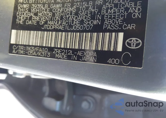 JTDDPRAE1LJ050707: 43499864