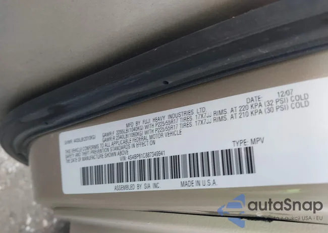 4S4BP61C887349941: 43499908