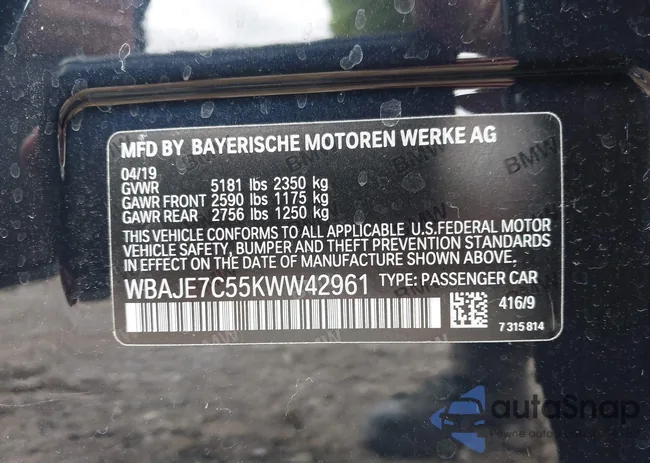 WBAJE7C55KWW42961: 43500026