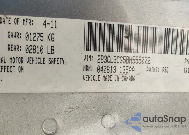 2B3CL3CG5BH555072: 43499051