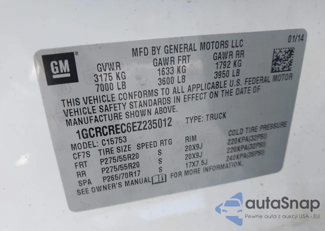 1GCRCREC6EZ235012: 43499115