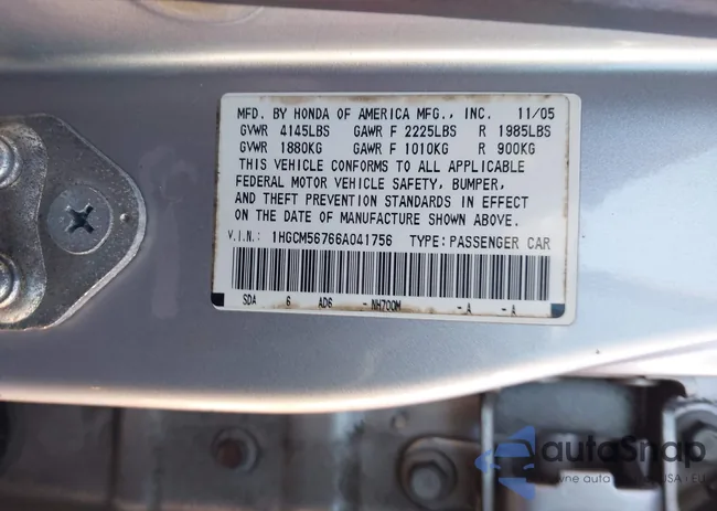 1HGCM56766A041756: 43499261