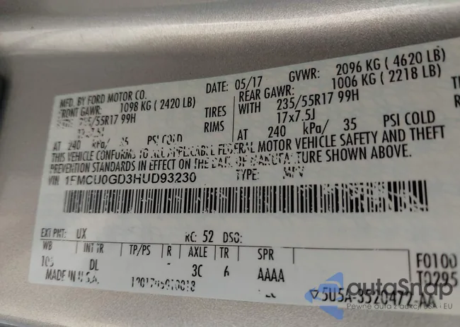 1FMCU0GD3HUD93230: 43499312