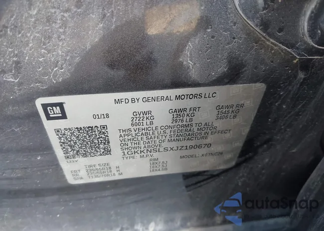 1GKKNSLSXJZ190670: 43499342