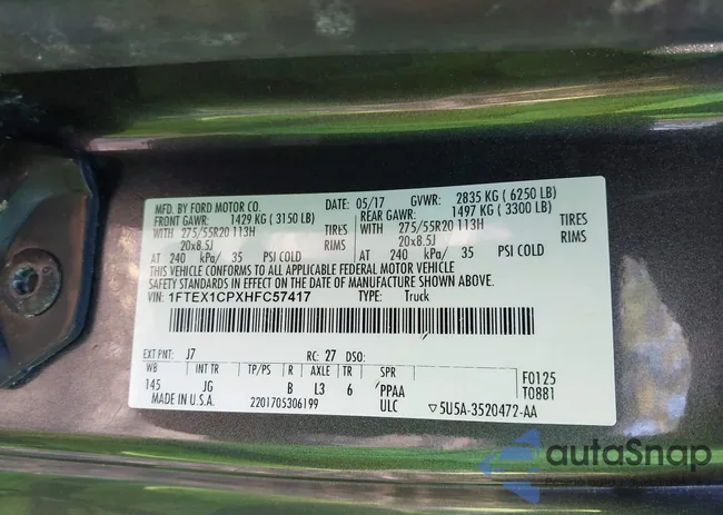 1FTEX1CPXHFC57417: 43499408