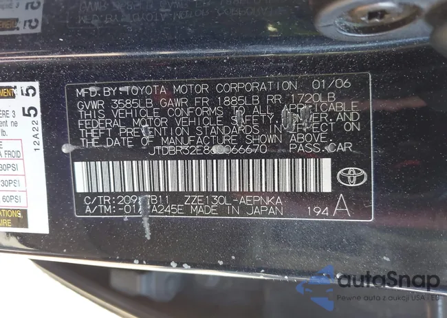 JTDBR32E860066670: 43500473